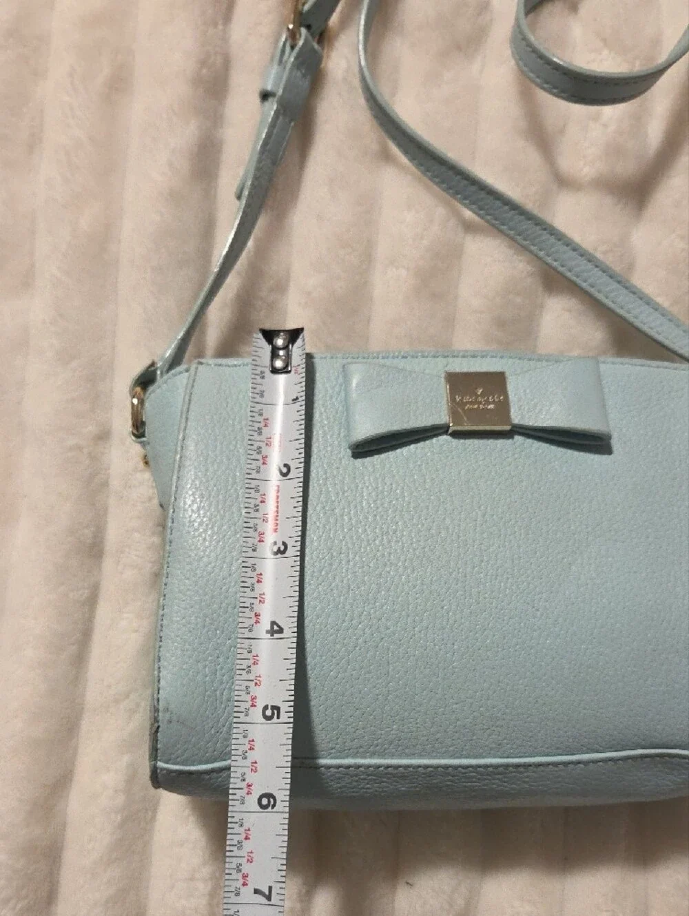 kate spade light blue pebbled leather bow crossbody